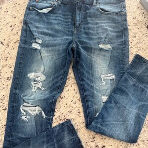 American Eagle Outfitters Men's Ripped Blue Skinny Jeans